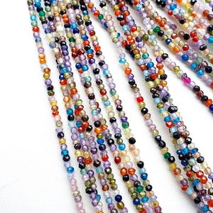 3 strengen veelkleurige rondelle kralen, veelkleurige stenen kralen, veelkleurige stenen facetkralen groothandel kralen, edelsteen voor het maken van sieraden