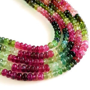Multi-toermalijn edelsteenkralen Edelsteen toermalijn Gladde rondellen kralen ketting toermalijn kralen Maat: 5 MM Ca. 14 inch volledige streng