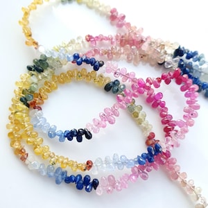 Natural Multi Sapphire Drops  Multi Sapphire Tear Drop Briolette  Multi Sapphire Gemstone Drops  Multi Sapphire Drop Shape beads