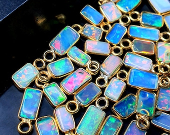 Ethiopian Opal Charms, Sterling Solid 925 Silver Charms, Opal Connector, Opal Charms, Ethiopian Opal Pendant & Necklace for Jewelry Making