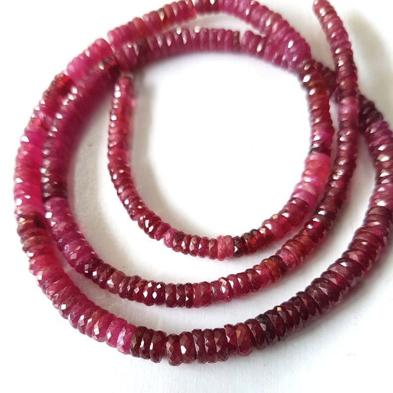 3-5 mm,18 inch strand Finest quality E5445 Brand New Amazing RUBY Gemstone Faceted Heishi beads,Ruby Heishi beads,ruby tyre beads