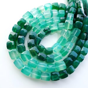 Natural Chrysoprase Box Beads | Chrysoprase Faceted Gemstone Beads Chrysoprase briolette beads Chrysoprase Faceted Cube shape beads
