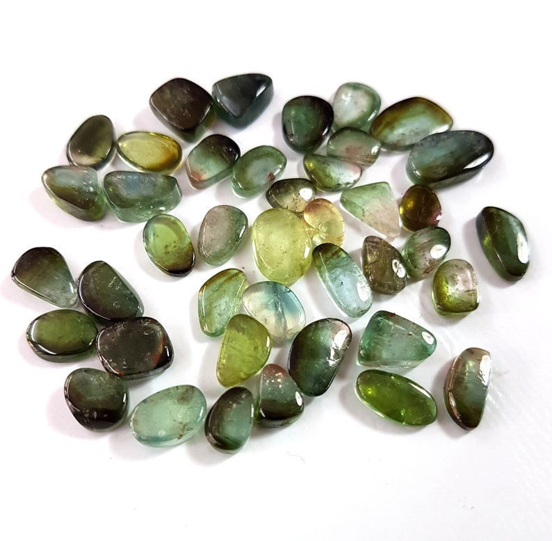 E7270 Natural Tourmaline gemstone,Green Tourmaline cabochons,loose gemstone,Tourmaline cabochon,41 pieces,4x5-6x11 mm,50 ct.Approx