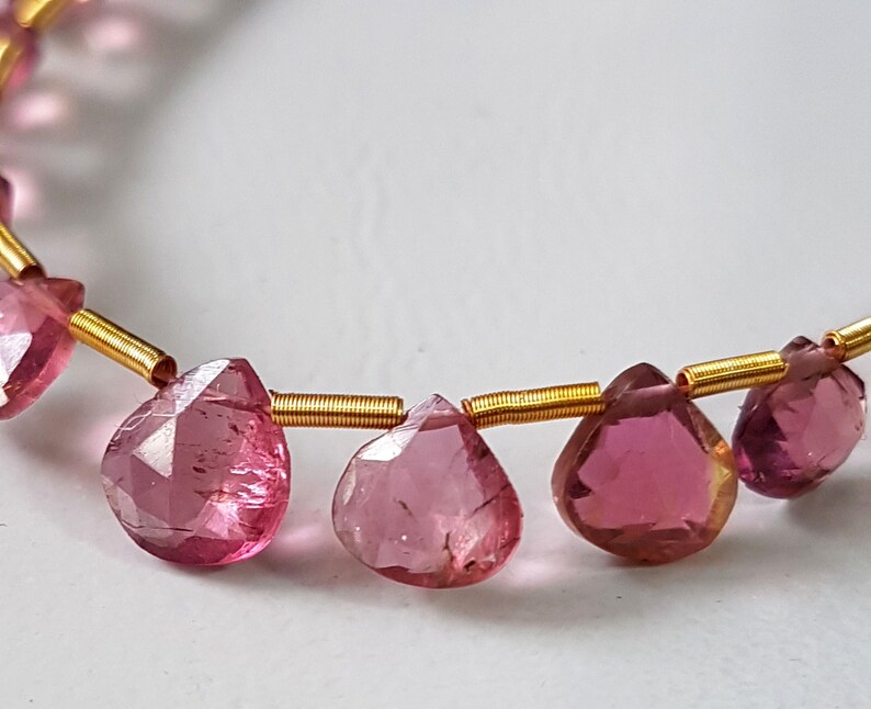 7 Inches Jewelry Making 1 Strand Pink Tourmaline Briolettes 16mmx13mm-17mmx13mm Arrow Shape Side drilled Beads Shaded Beads SPB481