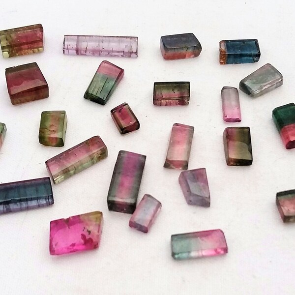 Natuurlijke WATERMELOEN TOERMALIJN segmenten, glad plakjes, 3 x 6 mm--23 stuks, 5 x 11 mm 40 ct. [E0188]