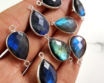 5 Piece Natural Labradorite Gemstone Connector Pendent Option Faceted Labradorite Size-13x22 To 13x26 Pear Shape Connector E10000