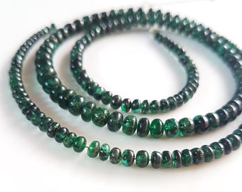 Brazilian Emerald Gemstone Beads Gemstone Emerald Smooth roundels Beads Necklace Emerald Beads Size-2--5 MM  18 Inch Full Strand