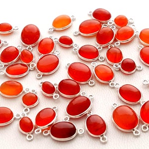 Bezel Connector Gemstone Connector Links 925 Sterling Silver Carnelian ...