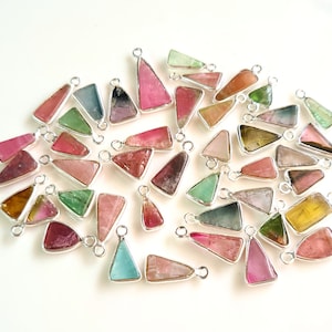 Multi Tourmaline Gemstone Connector & charms jewellery findings Sterling Silver Connectors Tourmaline Pendants earrings Jewelry Charm
