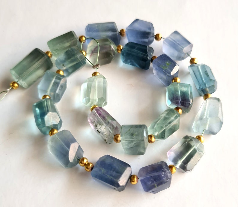 Natural Fluorite Gemstone Faceted Gemstone Beads 12 Inch - Etsy