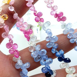 Natural Multi Sapphire Pear Multi Sapphire Pear  Briolette  Multi Sapphire Gemstone Pear Multi Sapphire Pear Shape beads