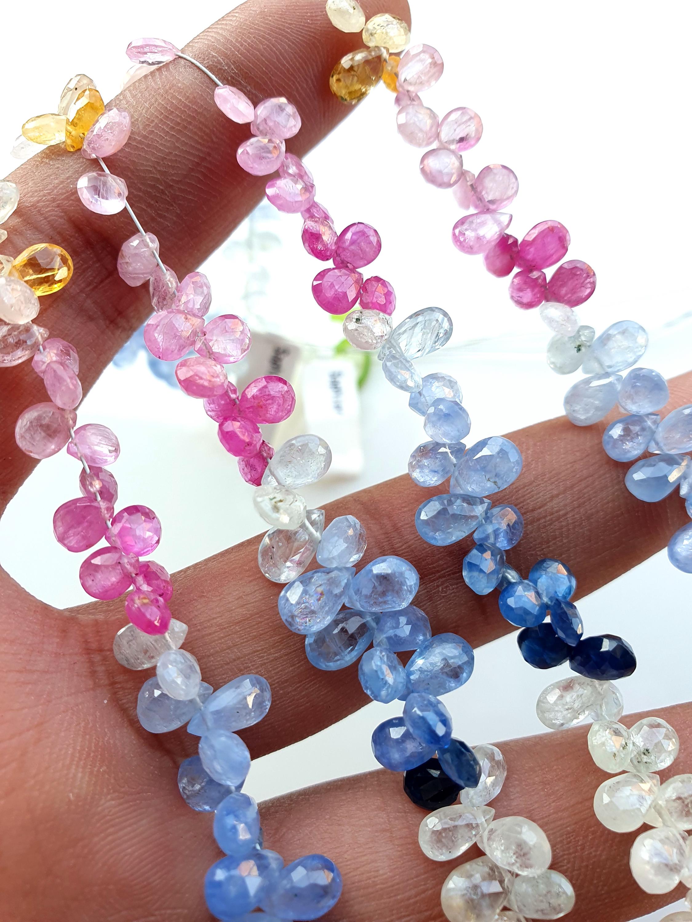 Natural Multi Sapphire Pear Multi Sapphire Pear Briolette Multi Sapphire Gemstone Pear Multi Sapphire Pear Shape beads