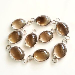5 Piece Wholesale Smokey Quartz Gemstone Connector Single & Double Looped Size-8x9 To 8x11 Smokey Gemstone Connector,Bezel,Charms E10093