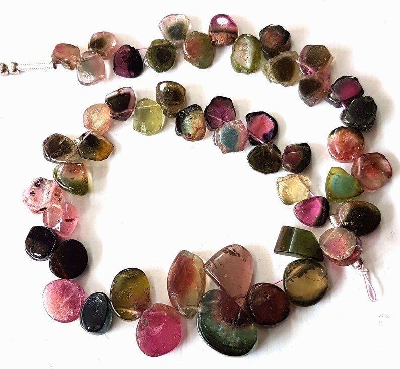Natural WATERMELON TOURMALINE gemstone Slices smooth beads,Drilled slices,loose tourmaline beads,6x6 mm E6144 9x13 mm,9 inch strand