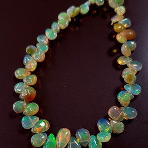 Natural ETHIOPIAN OPAL Gemstone Smooth Pear Shaped Beads Loose Beads ...