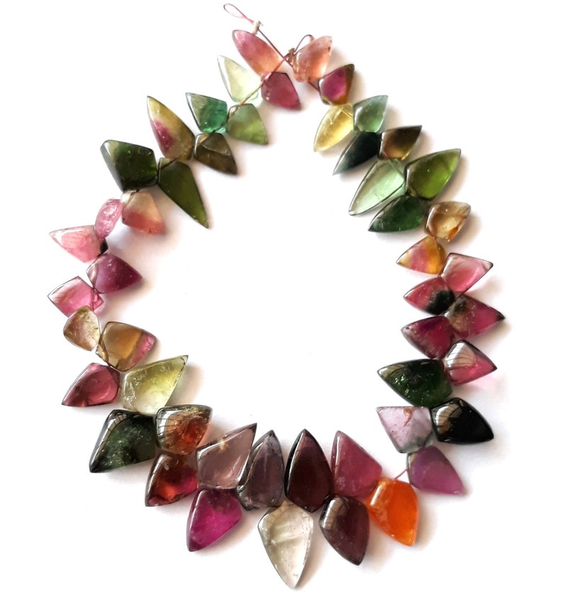 Amazing Brand new Natural WATERMELON TOURMALINE fancy shaped briolettes 5x7 to 8x13 mm 7 inch strand Approx Rare tourmaline E4214