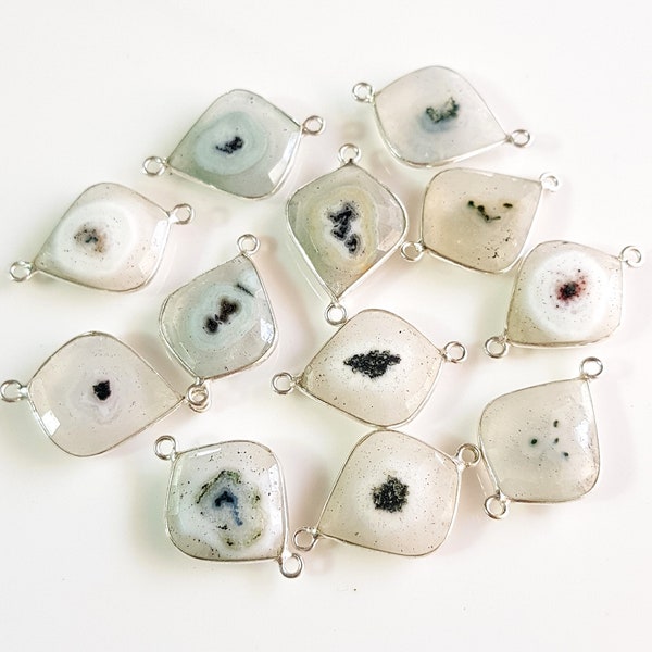 5 Piece Solar Quartz Gemstone Connector, Charms, Pendants | Single & Double Looped |Size-14x18 Gemstone Connector at Wholesale Price E10004