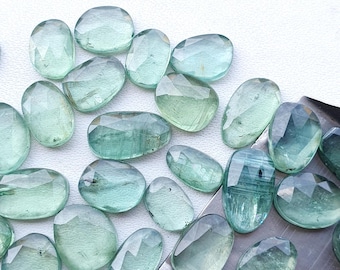 Green Kyanite Rosecut Loose Free Form Shape Cabochon Faceted Kyanite loose gemstone Green Color Kyanite Rose Cut Cabochon for jewelry Making