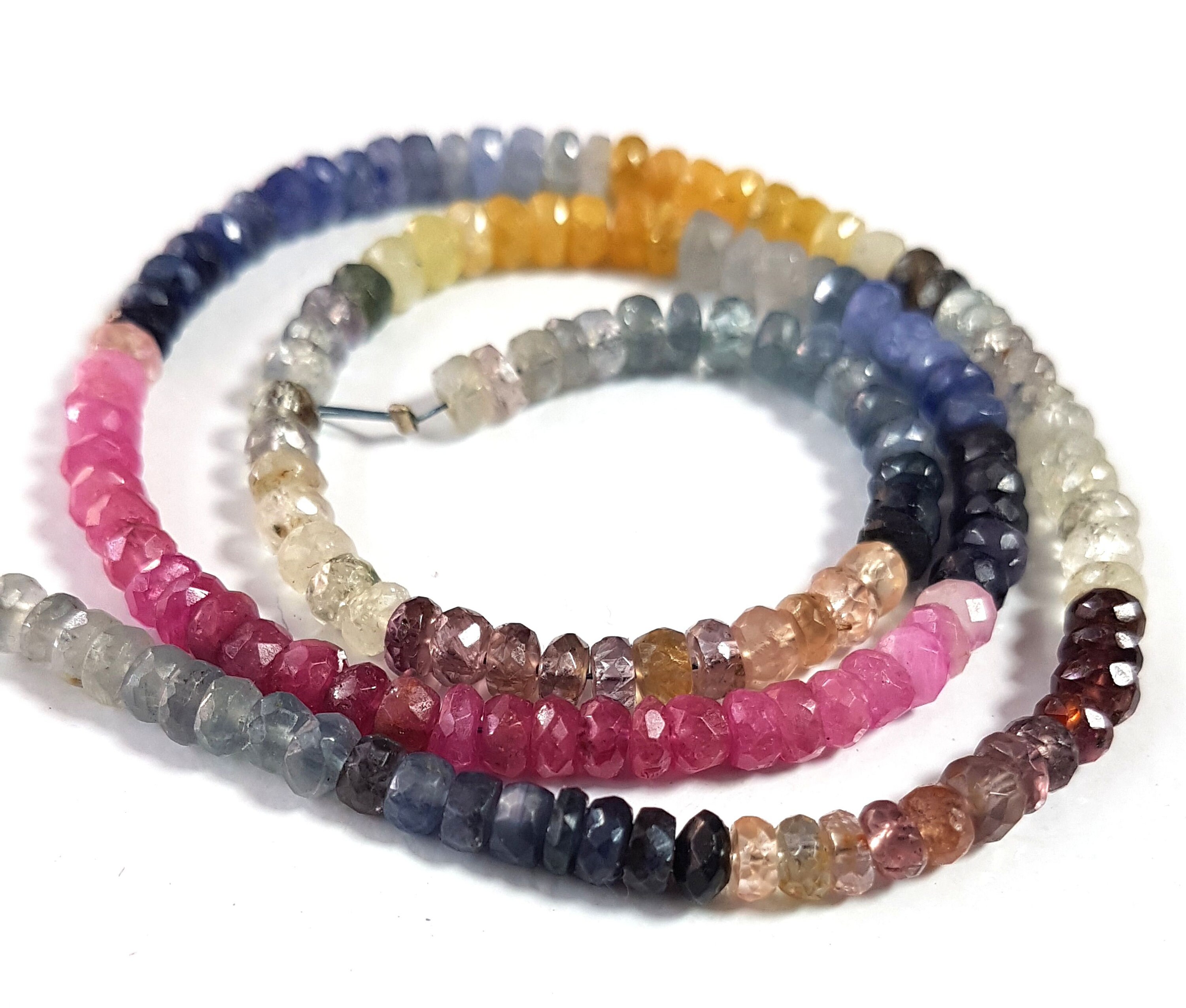 Multi SAPPHIRE beads gemstone Multi sapphire faceted beads Etsy