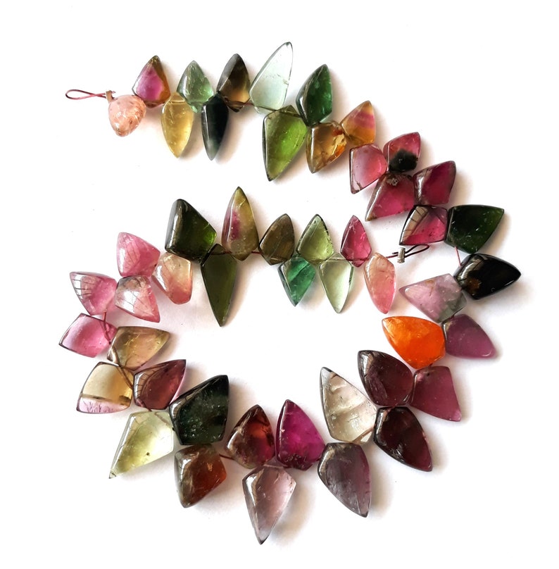 Amazing Brand new Natural WATERMELON TOURMALINE fancy shaped briolettes 5x7 to 8x13 mm 7 inch strand Approx Rare tourmaline E4214