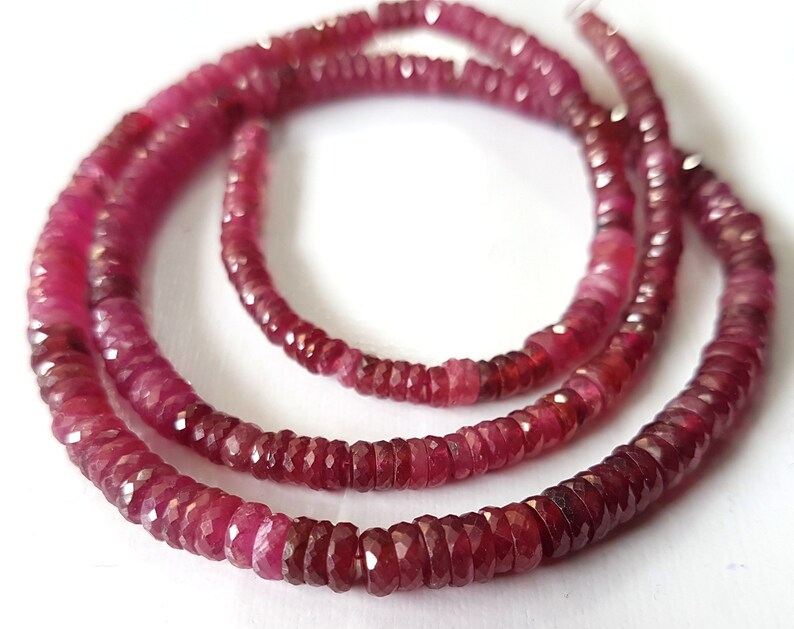 3-5 mm,18 inch strand Finest quality E5445 Brand New Amazing RUBY Gemstone Faceted Heishi beads,Ruby Heishi beads,ruby tyre beads