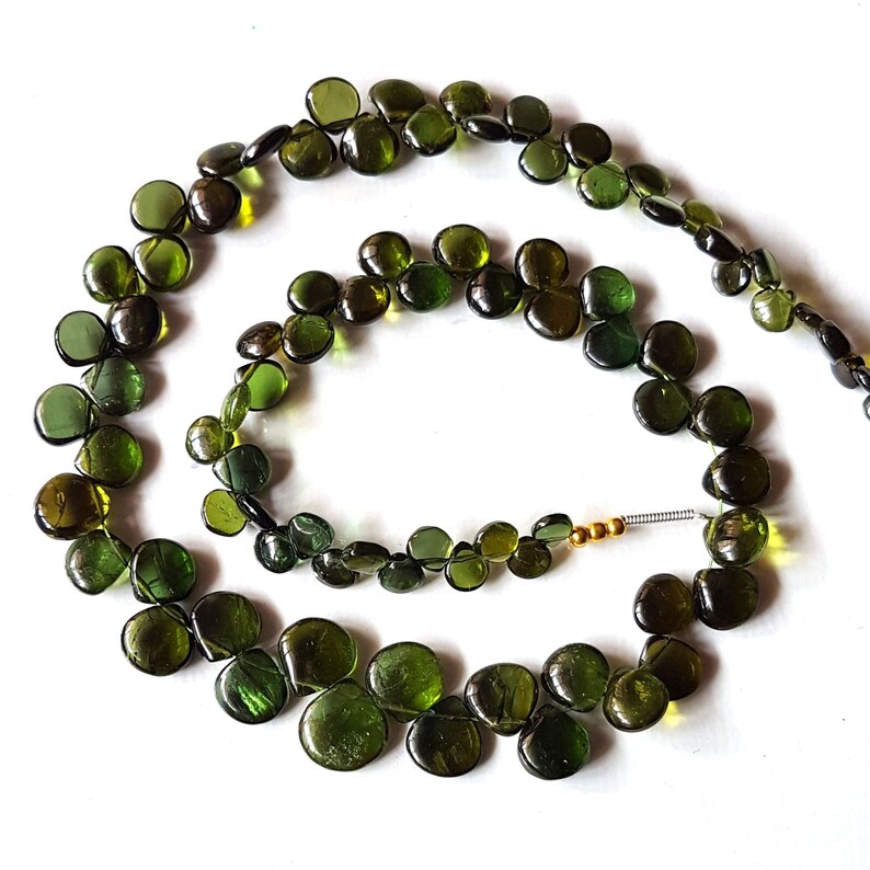 E5616 Natural Green Tourmaline gemstone smooth heart shaped briolettes,Tourmaline beads,tourmaline loose beads,4-9 mm 14 inch strand