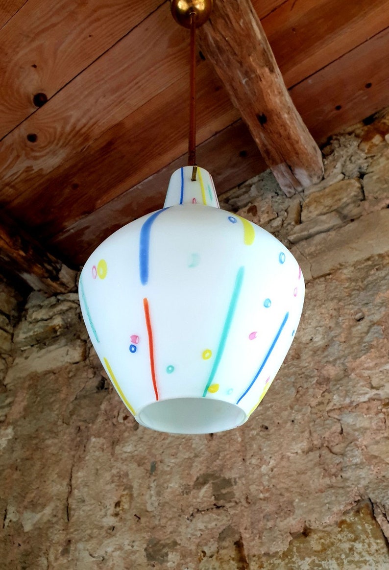 Mid Century Murano Glass Ceiling Lamp Vintage Glass Dot Pendant Lamp Dino Martens Style For Toso Murano Glass Italy 70s