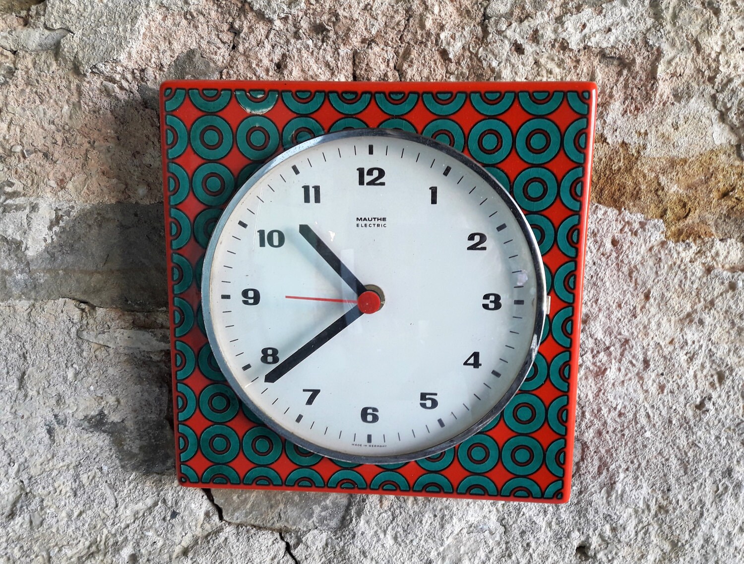Vintage Ceramic Kitchen Wall Clock Red Green Wall Clock Etsy