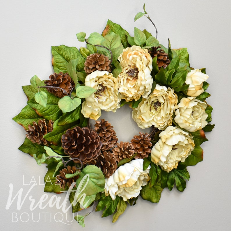 Front Door Wreath Winter Wreath Christmas Peony Wreath Lalaswreathboutique