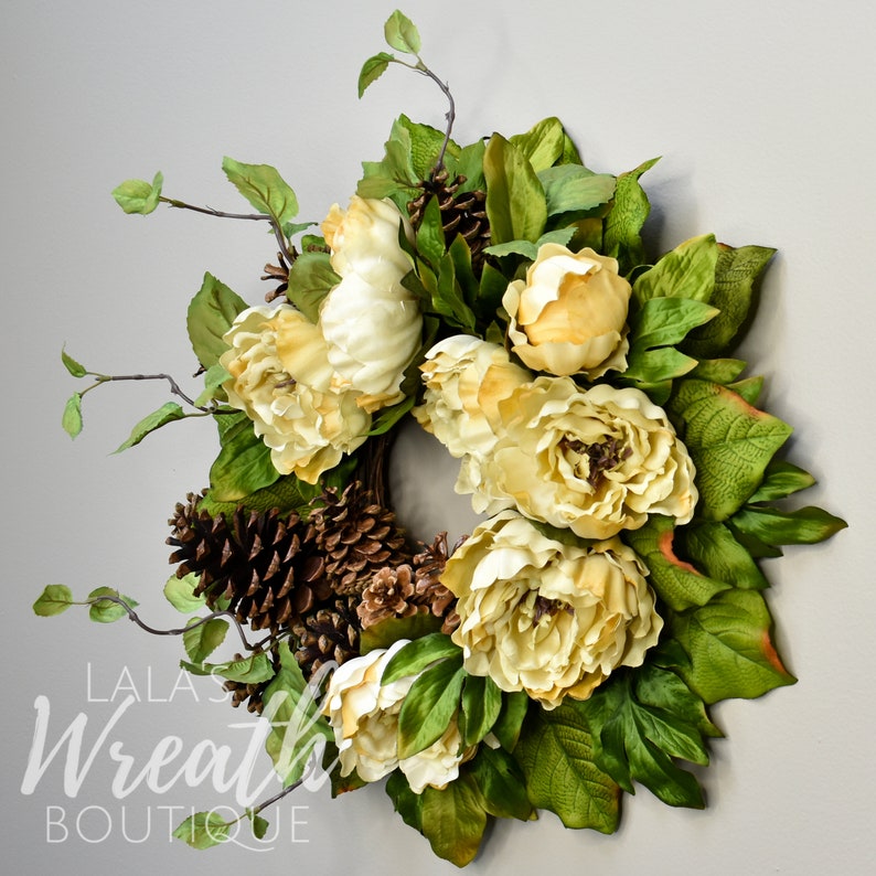 Front Door Wreath Winter Wreath Christmas Peony Wreath Lalaswreathboutique