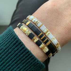 Stack of 3 Tila beaded bracelets,  Gift idea for her, Stacking bracelets