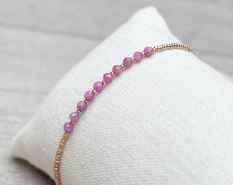 Bracelet Rubis Fin Femme, Bracelet Pierre de Naissance Juillet,  Cadeau Femme