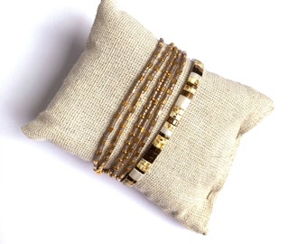 Set of two bracelets, Dainty Wrap bracelet , Tila bracelet, gift for her, Summer jewelry