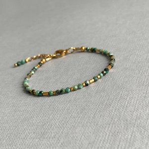 Bracelet African Turqouise, skinny gemstone stacking bracelet, gift for her, Bracelet Protection image 2