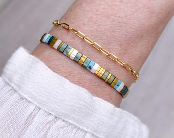 Colorful Tila bracelet, Stacking beaded bracelets, Letterbox gift idea for her