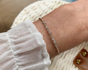 ラブラドライトブレスレット、上質な宝石ブレスレット、彼女への贈り物 