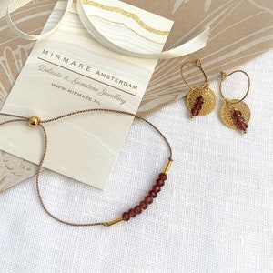 Jewelry Set with Mozambique garnet, Gemstone jewelry set, earrings with garnet, Birthstone January