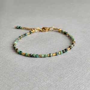 Bracelet African Turqouise, skinny gemstone stacking bracelet, gift for her, Bracelet Protection image 5