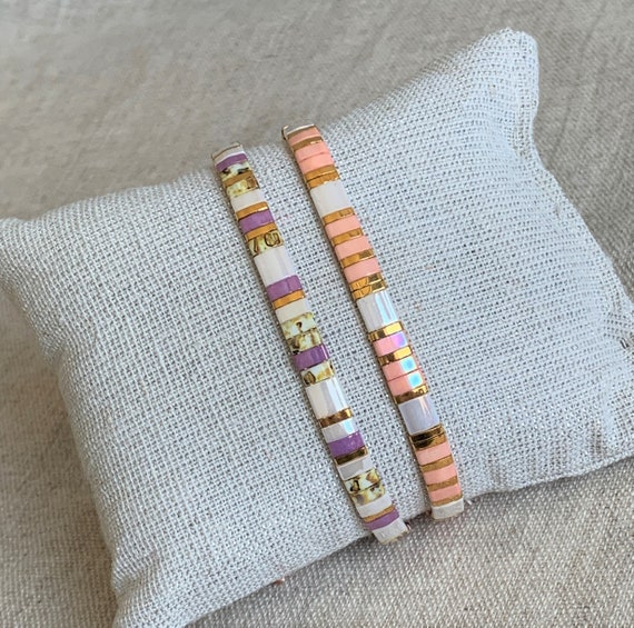 SET van 2 Tila Armbanden, Cadeau idee Vrouw, Zwart met gouden armbanden