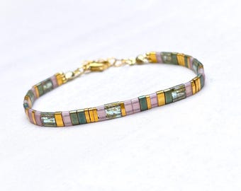 Colorful adjustabale Tila Bracelet, handmade beaded stacking bracelet,