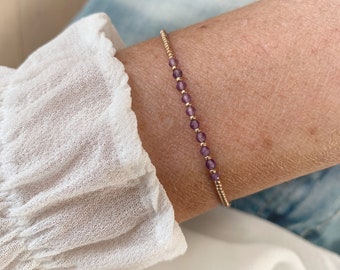 Bracelet Amethyst, Birthstone  February Jewelry, gift Idea for her, dainty skinny gemstone bracelet