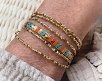 SET of two bracelets, Stacking bracelet set, Tila multicolor beaded bracelet, Summer jewelry