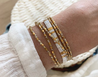 Set of two bracelets, Dainty Wrap bracelet , Tila bracelet, gift for her, Summer jewelry, stacking bracelet set