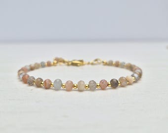 Moonstone bracelet, Birthstone June gift, dainty and delicate gemstone bracelet