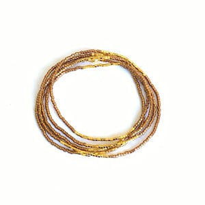 5 wrap strech bracelet, dainty Gold and topaz brown bracelet, Christmas Gift idea for her image 3