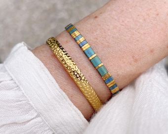 Colorful Tile bracelet in lilac with gold accents, Boho chic summer jewelery for her, gift idee for her