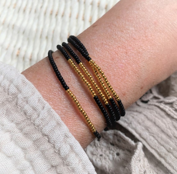 Wrap Bracelet wraps 5 Times Black and Gold Bracelet Gift Idea