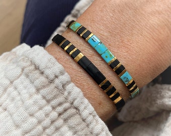 SET van 2 Tila Armbanden, Cadeau idee Vrouw, Verstelbare kleurrijke Armbanden grote kralen