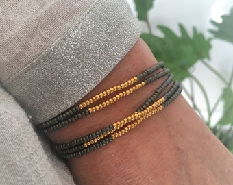 Wrap bracelet with seed beads, elegant wrap bracelet, Gift idea for her