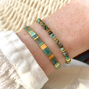 Armbandsset, Armband med turkos ädelsten och Tila, Sommarsmycken